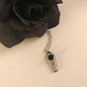 Alchemy Gothic Black Rose Coffin Necklace